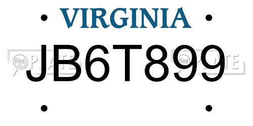 JB6T899 Virginia License Plate