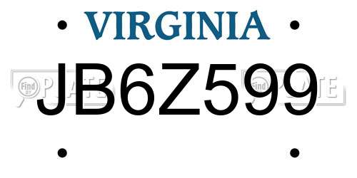 JB6Z599 Virginia License Plate