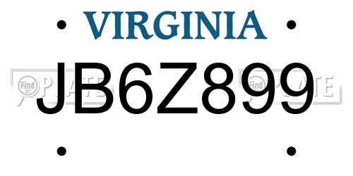 JB6Z899 Virginia License Plate