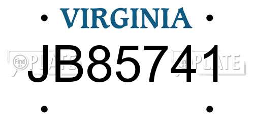 JB85741 Virginia License Plate
