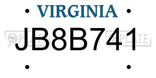 JB8B741 Virginia License Plate