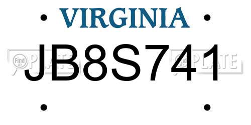 JB8S741 Virginia License Plate