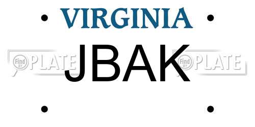 JBAK Virginia License Plate
