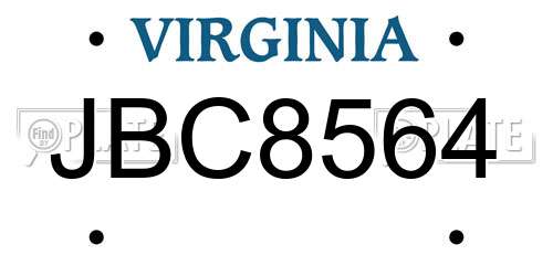 JBC8564 Virginia License Plate