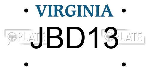 JBD13 Virginia License Plate