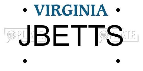 JBETTS Virginia License Plate