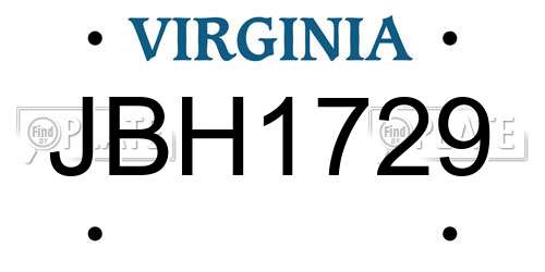 JBH1729 Virginia License Plate