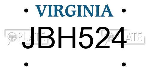 JBH524 Virginia License Plate