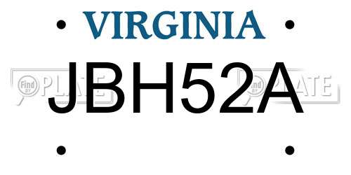 JBH52A Virginia License Plate