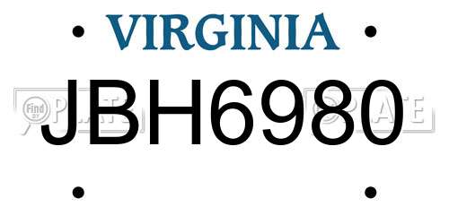 JBH6980 Virginia License Plate