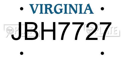 JBH7727 Virginia License Plate