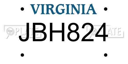 JBH824 Virginia License Plate