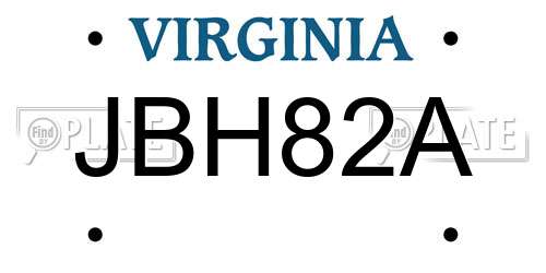 JBH82A Virginia License Plate