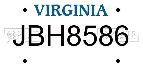 JBH8586 Virginia License Plate