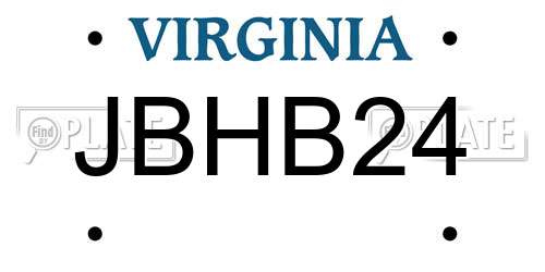 JBHB24 Virginia License Plate