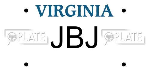 JBJ Virginia License Plate