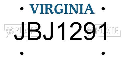 JBJ1291 Virginia License Plate
