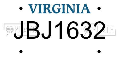 JBJ1632 Virginia License Plate