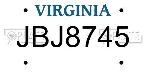 JBJ8745 Virginia License Plate