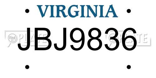JBJ9836 Virginia License Plate