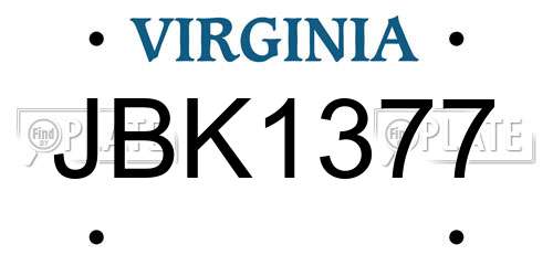 JBK1377 Virginia License Plate