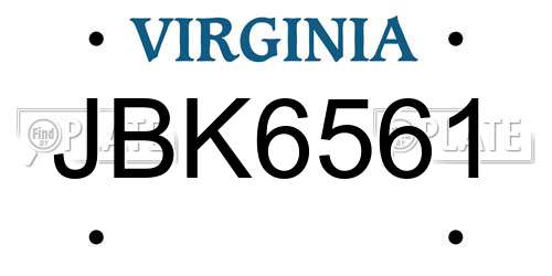 JBK6561 Virginia License Plate