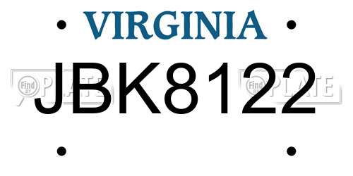 JBK8122 Virginia License Plate