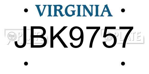 JBK9757 Virginia License Plate