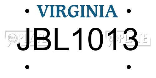 JBL1013 Virginia License Plate