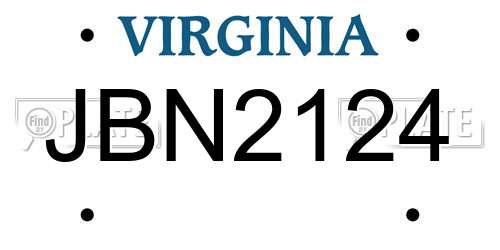 JBN2124 Virginia License Plate