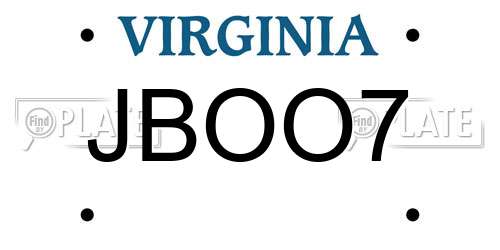JBOO7 Virginia License Plate