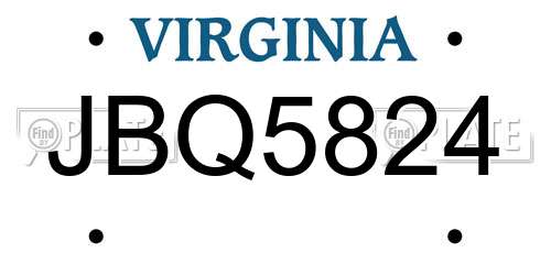 JBQ5824 Virginia License Plate