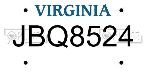JBQ8524 Virginia License Plate