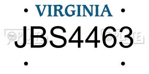 JBS4463 Virginia License Plate