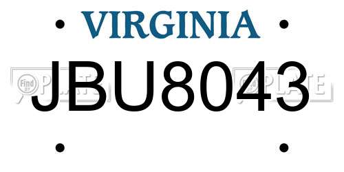 JBU8043 Virginia License Plate