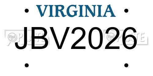 JBV2026 Virginia License Plate