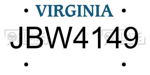 JBW4149 Virginia License Plate