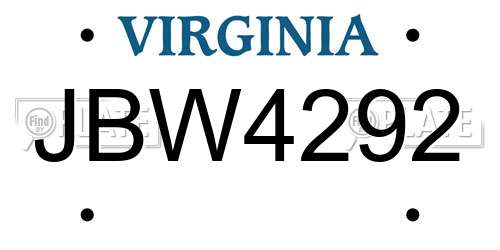 JBW4292 Virginia License Plate