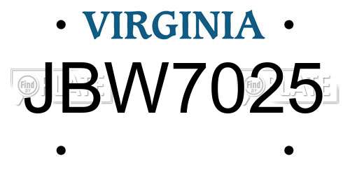 JBW7025 Virginia License Plate