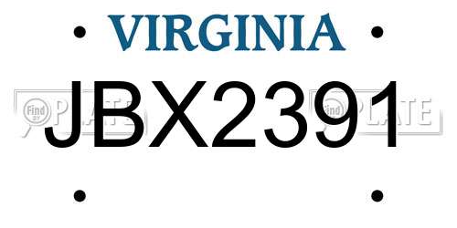 JBX2391 Virginia License Plate