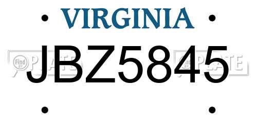 JBZ5845 Virginia License Plate