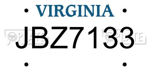 JBZ7133 Virginia License Plate