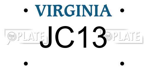 JC13 Virginia License Plate