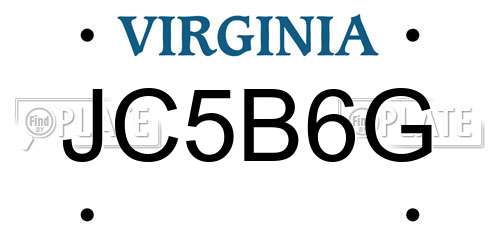 JC5B6G Virginia License Plate