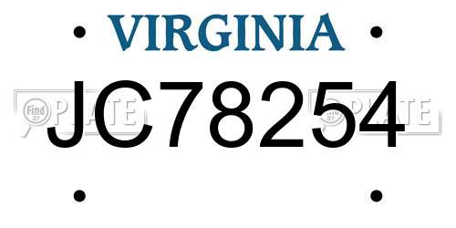 JC78254 Virginia License Plate