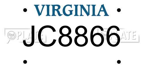 JC8866 Virginia License Plate