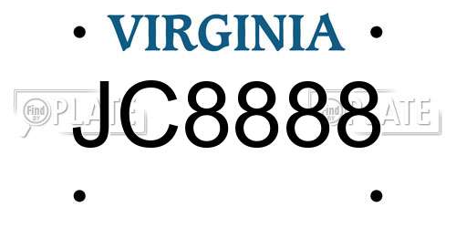 JC8888 Virginia License Plate