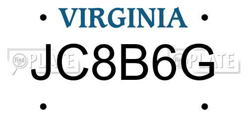 JC8B6G Virginia License Plate