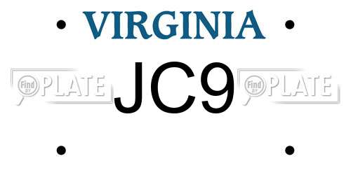 JC9 Virginia License Plate