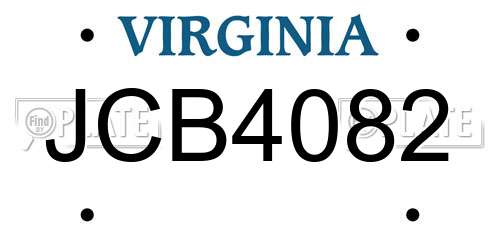 JCB4082 Virginia License Plate